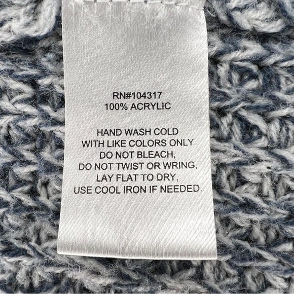 Large Derek Heart Blue White Knit V Neck Sweater Cold Shoulder  Casual - Picture 7 of 8